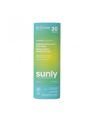 Attitude - Sunly - Mineral Sunscreen Face Stick SPF30 Unscented - 20g
