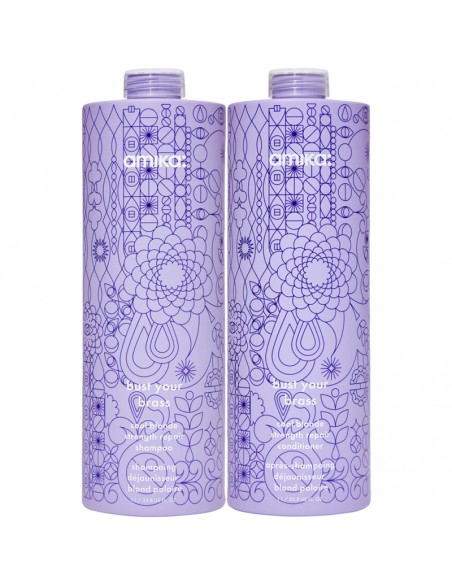 amika - Bust Your Brass - Cool Blonde Repair Shampoo & Conditioner Duo 1000ml